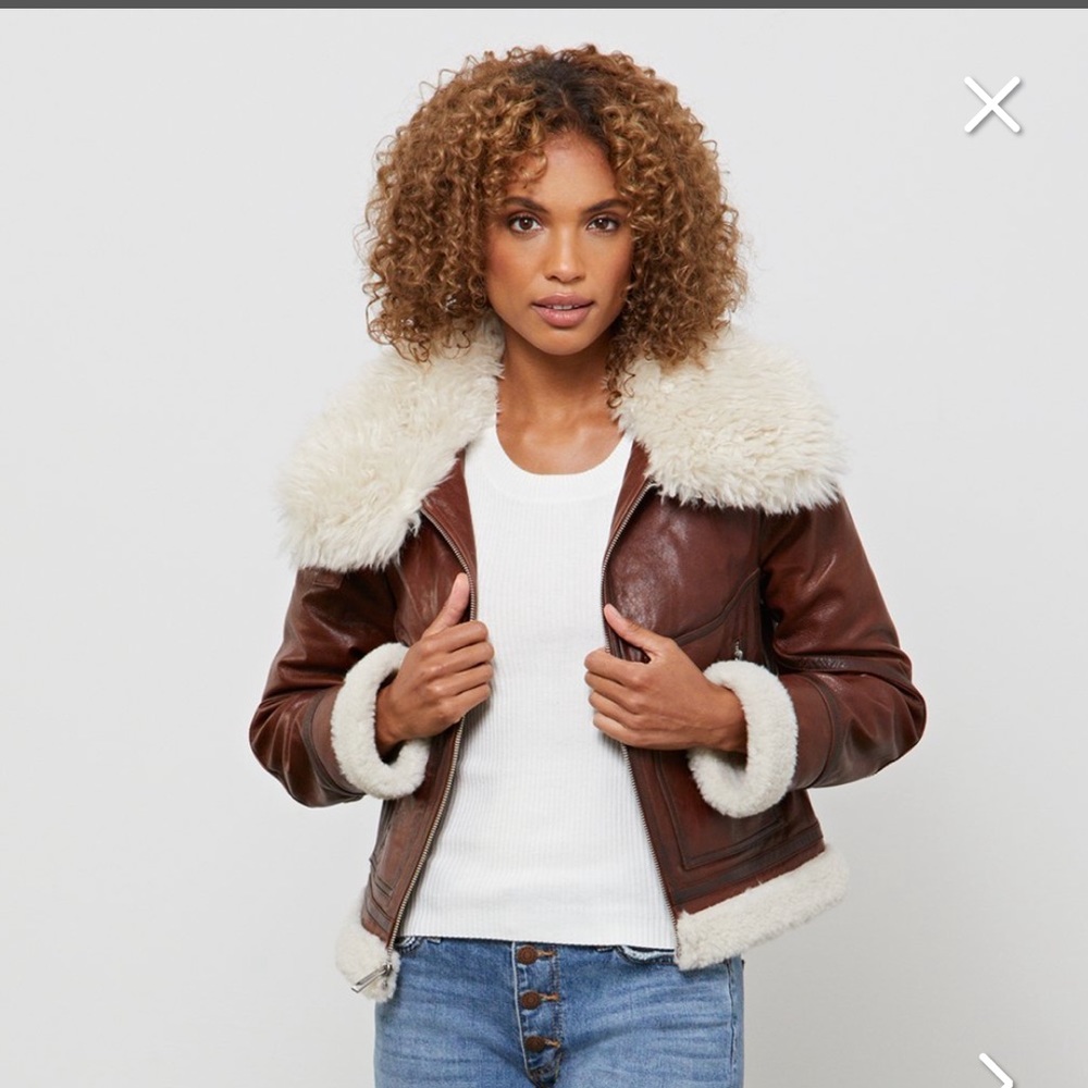 BCBGMaxAzari faux fur leather jacket NWT